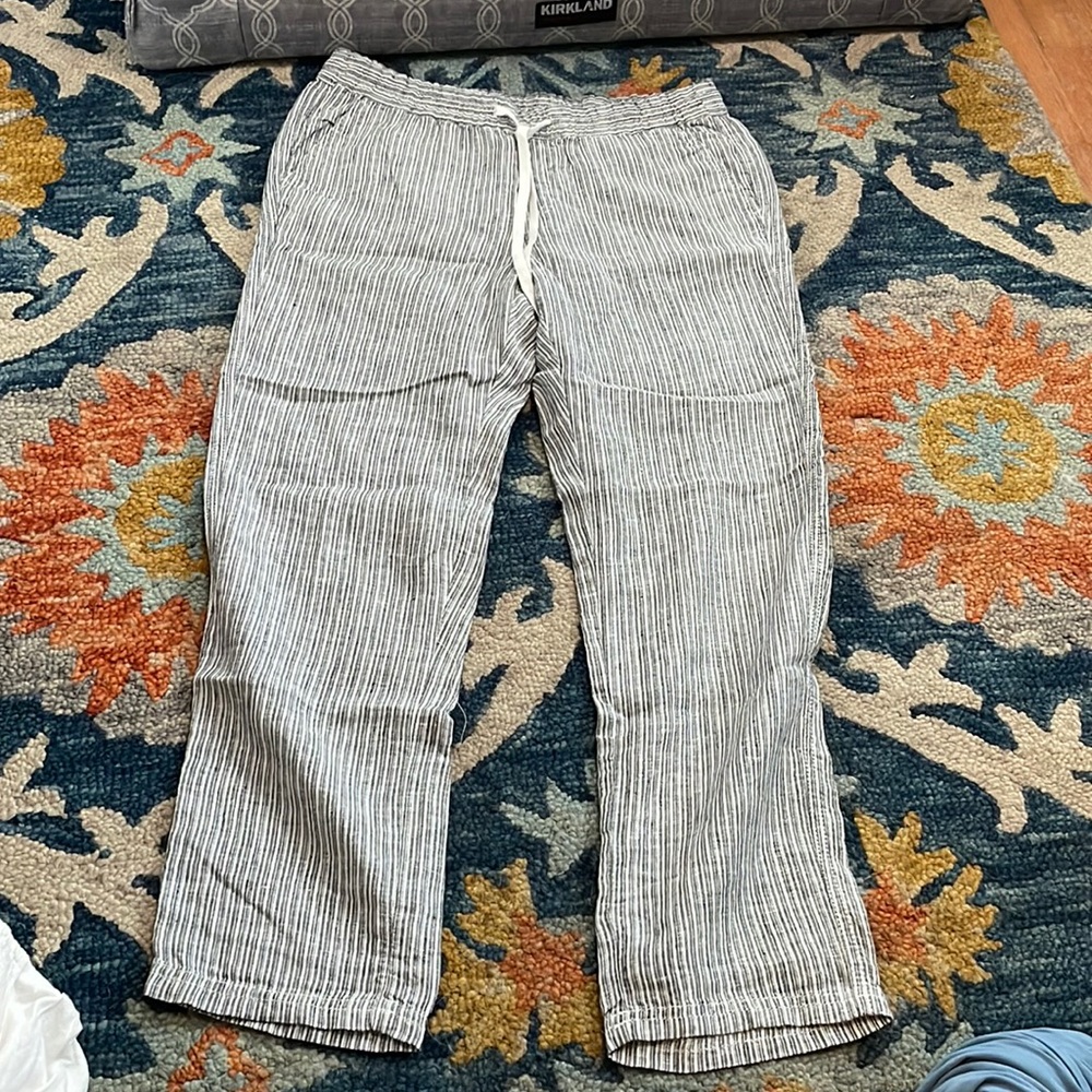 Blue and white striped pants. Super cute. Tag is still on